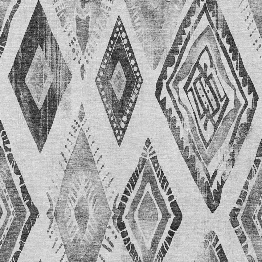 Gray And Silver Aztec Washable Indoor Outdoor Area Rug Photo 3