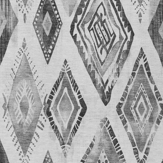 Gray And Silver Aztec Washable Indoor Outdoor Area Rug Photo 3