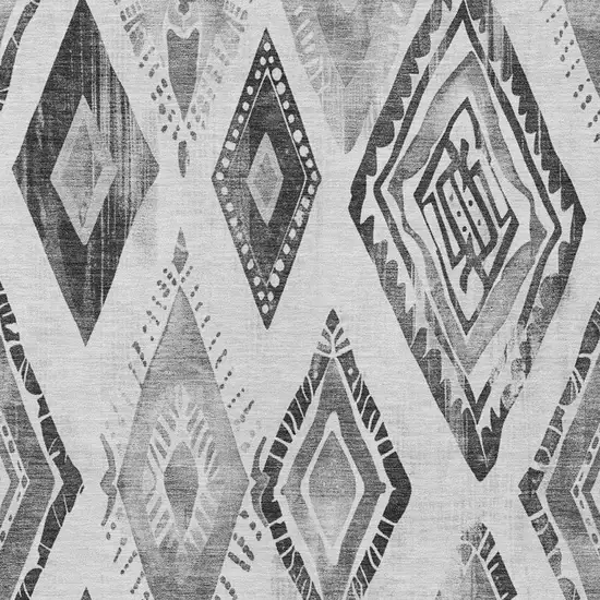 Gray And Silver Aztec Washable Indoor Outdoor Area Rug Photo 3