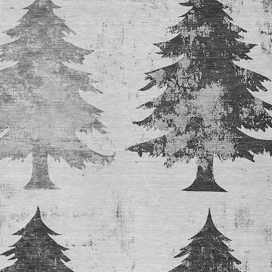 Gray And Silver Botanical Leaves Washable Indoor Outdoor Area Rug Photo 3