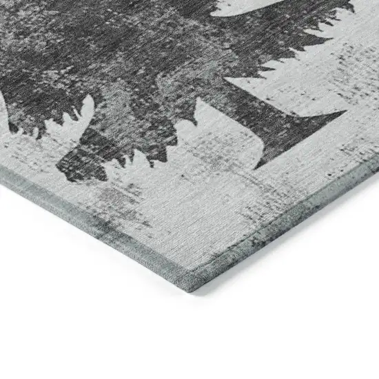 Gray And Silver Trees Washable Indoor Outdoor Area Rug Photo 7