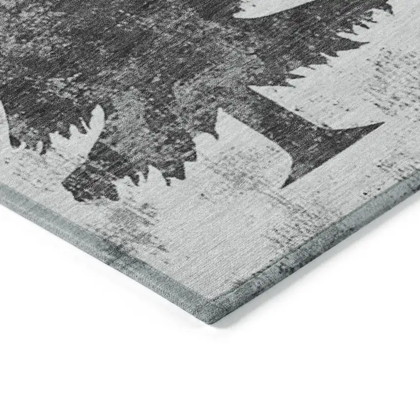 Gray And Silver Trees Washable Indoor Outdoor Area Rug Photo 7