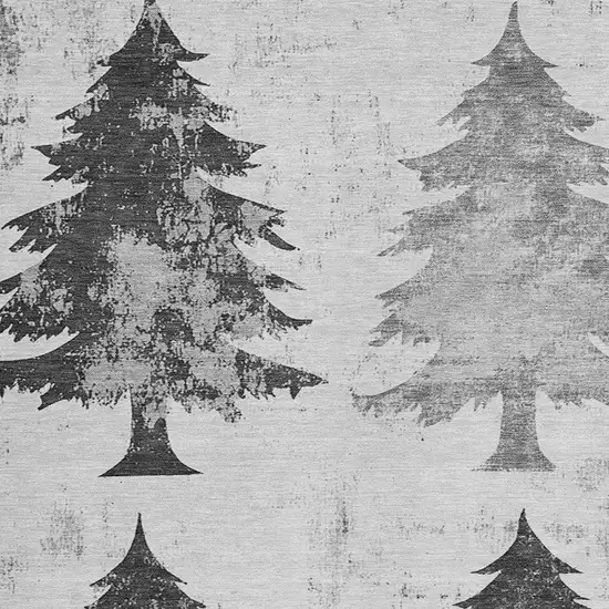 Gray And Silver Botanical Leaves Washable Indoor Outdoor Area Rug Photo 3