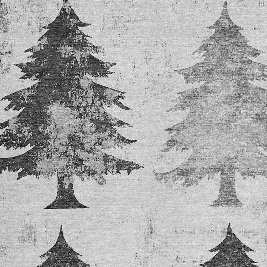 Gray And Silver Botanical Leaves Washable Indoor Outdoor Area Rug Photo 3