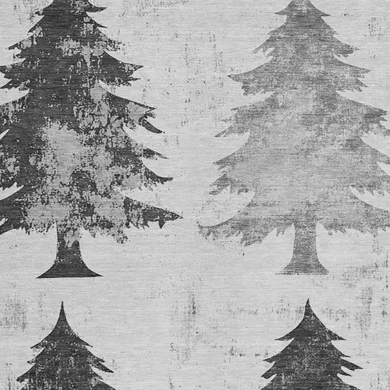 Gray And Silver Botanical Leaves Washable Indoor Outdoor Area Rug Photo 3