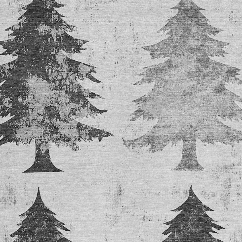 Gray And Silver Botanical Leaves Washable Indoor Outdoor Area Rug Photo 3