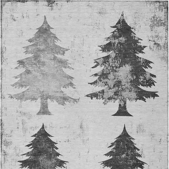 Gray And Silver Trees Washable Indoor Outdoor Area Rug Photo 6