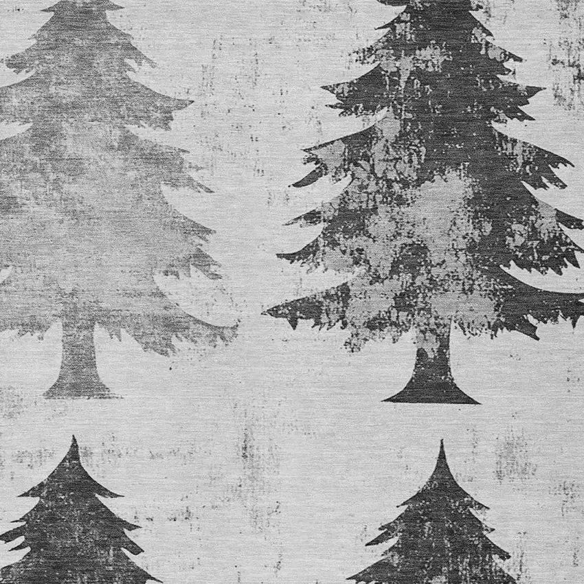 Gray And Silver Botanical Leaves Washable Indoor Outdoor Area Rug Photo 3