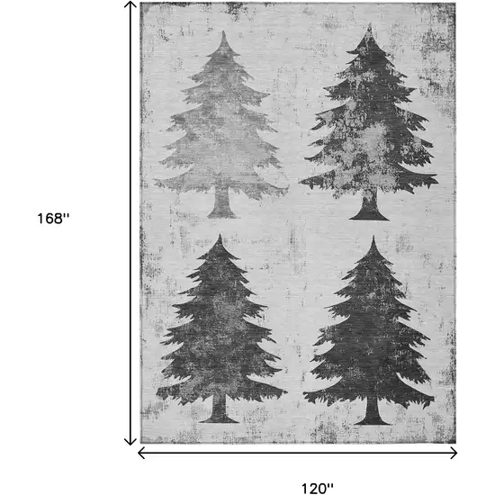 Gray And Silver Trees Washable Indoor Outdoor Area Rug Photo 9