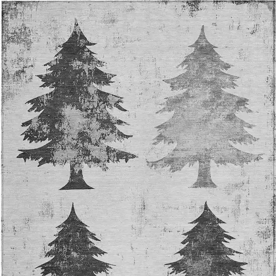 Gray And Silver Botanical Leaves Washable Indoor Outdoor Area Rug Photo 3