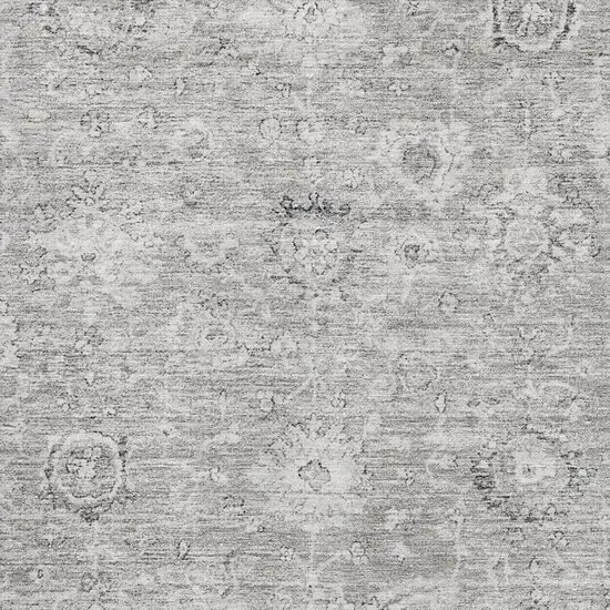 Gray And Silver Damask Washable Area Rug With UV Protection Photo 2