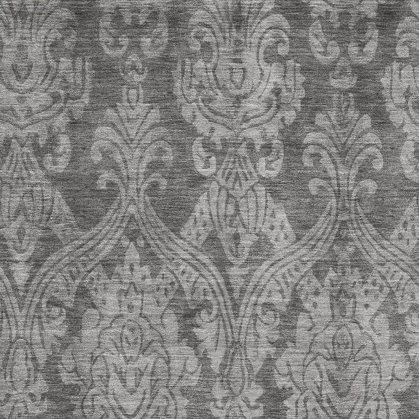 Gray And Silver Damask Washable Area Rug With UV Protection Photo 2