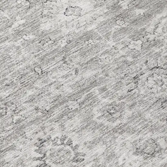 Gray And Silver Damask Washable Indoor Outdoor Area Rug Photo 8