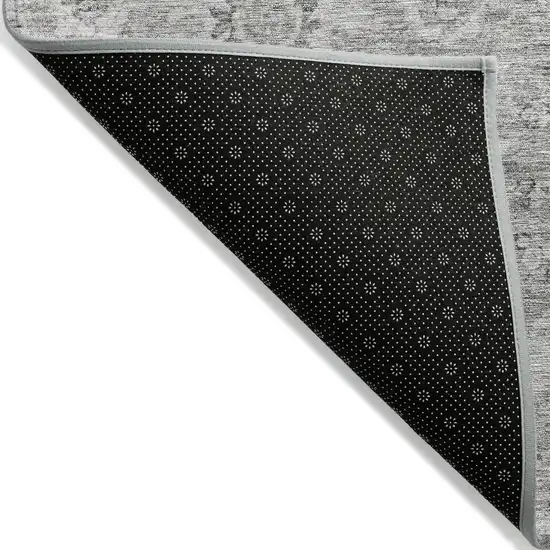 Gray And Silver Damask Washable Indoor Outdoor Area Rug Photo 3