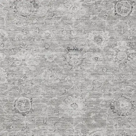 Gray And Silver Damask Washable Indoor Outdoor Area Rug Photo 5