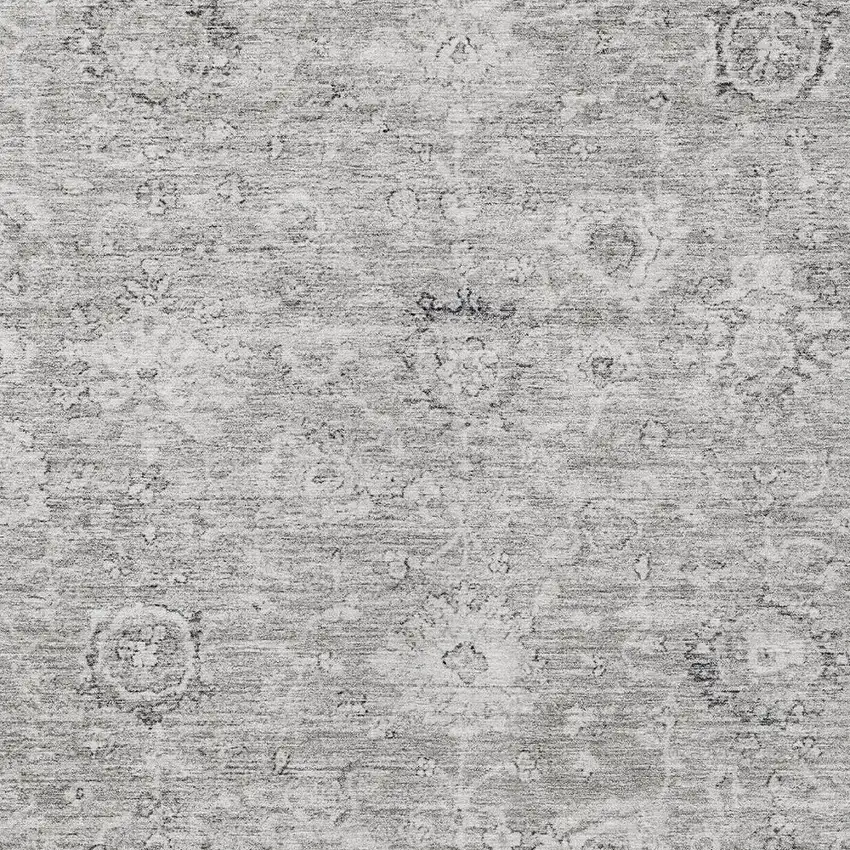 Gray And Silver Damask Washable Indoor Outdoor Area Rug Photo 5
