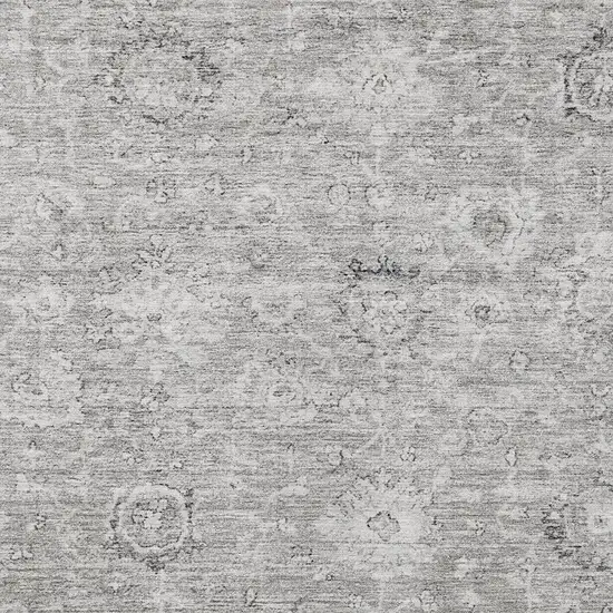 Gray And Silver Damask Washable Indoor Outdoor Area Rug Photo 5