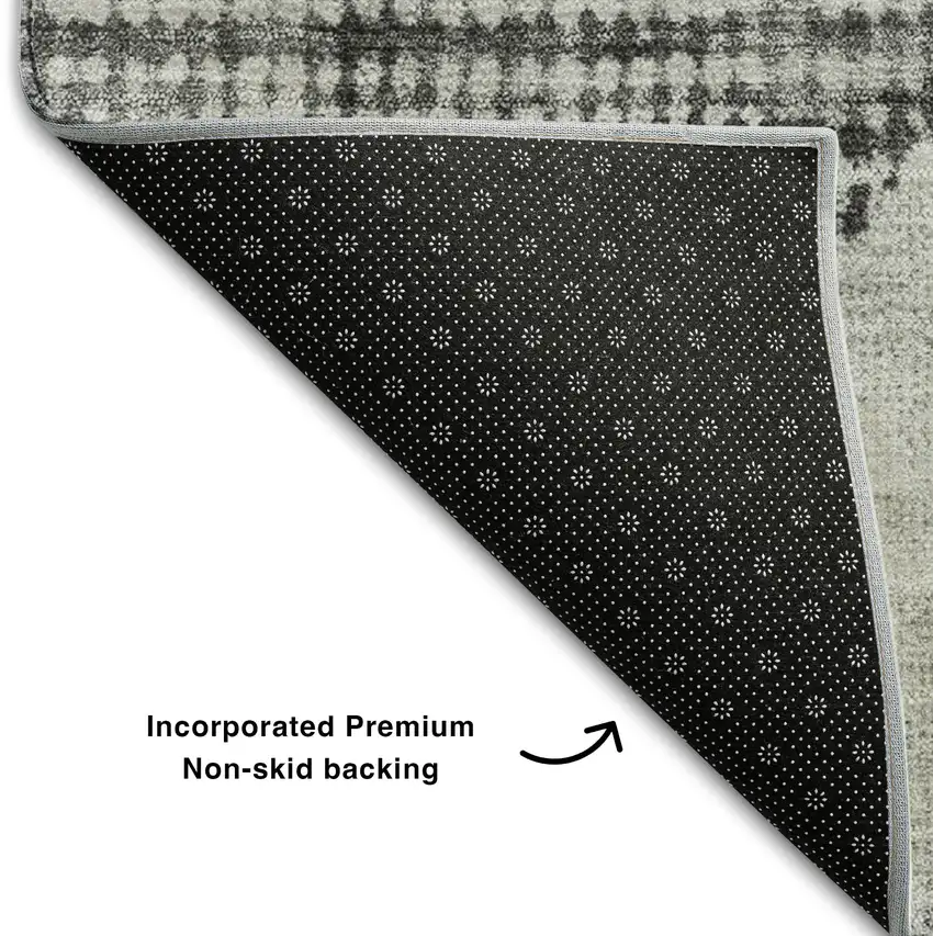 Gray And Silver Diamond Washable Area Rug With UV Protection Photo 6