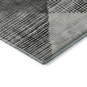 Photo of Gray And Silver Diamond Washable Area Rug With UV Protection