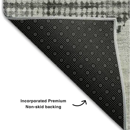 Gray And Silver Diamond Washable Area Rug With UV Protection Photo 5