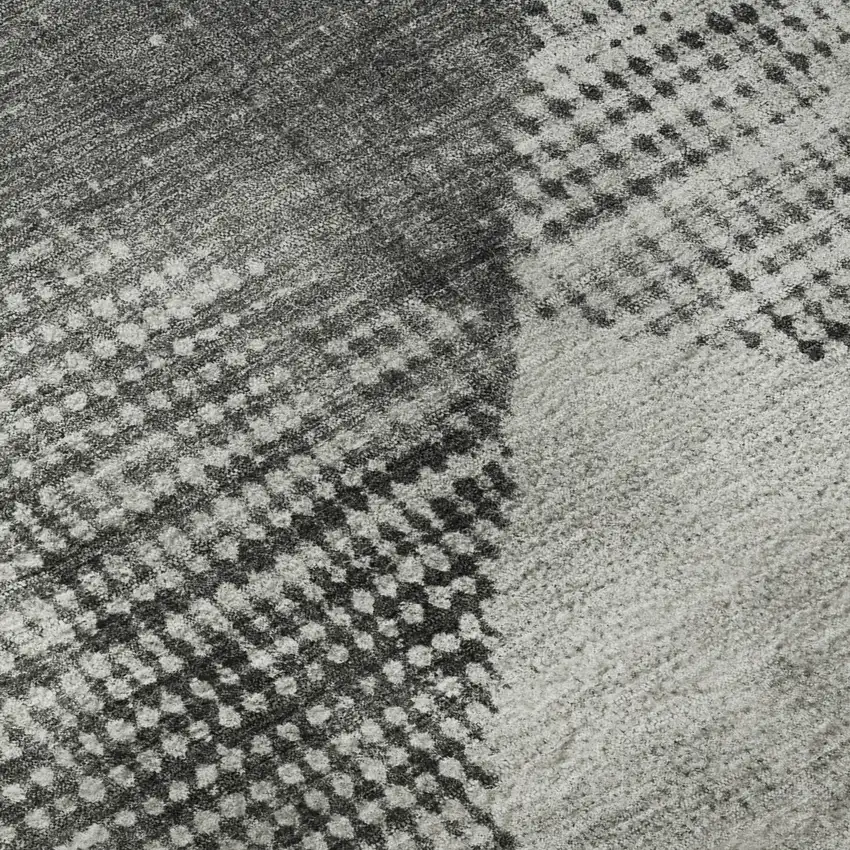 Gray And Silver Diamond Washable Area Rug With UV Protection Photo 1