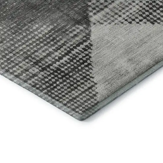 Gray And Silver Diamond Washable Area Rug With UV Protection Photo 7