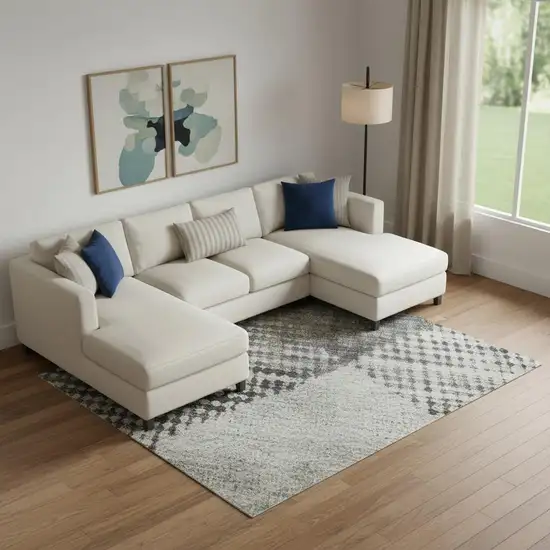 Gray And Silver Diamond Washable Area Rug With UV Protection Photo 2