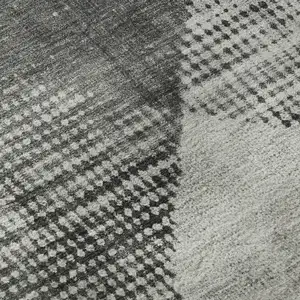 Photo of Gray And Silver Diamond Washable Area Rug With UV Protection