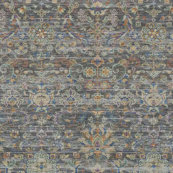 Gray And Silver Floral Medallion Washable Indoor Outdoor Area Rug Photo 3