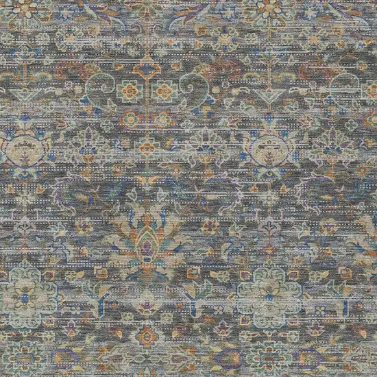Gray And Silver Floral Medallion Washable Indoor Outdoor Area Rug Photo 3
