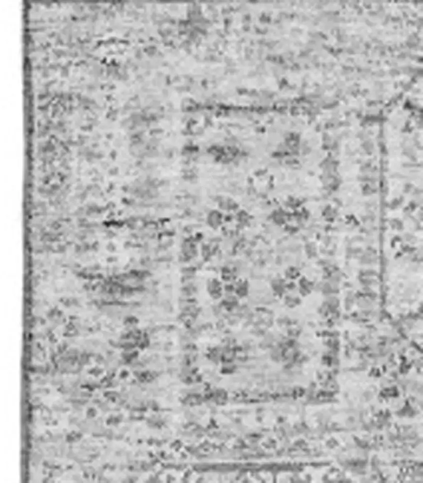 Gray And Silver Floral Washable Area Rug With UV Protection Photo 3