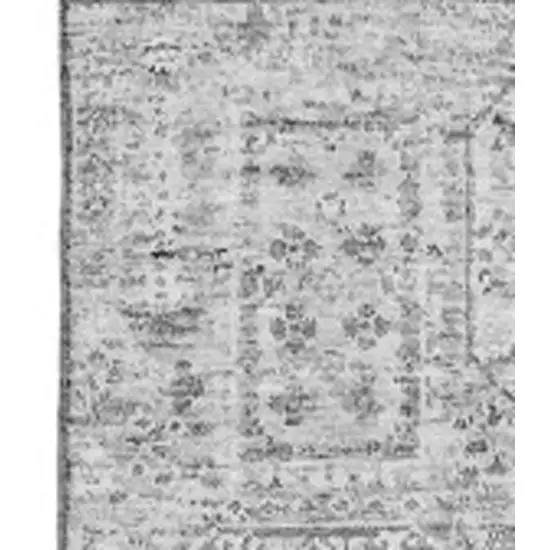 Gray And Silver Floral Washable Area Rug With UV Protection Photo 3