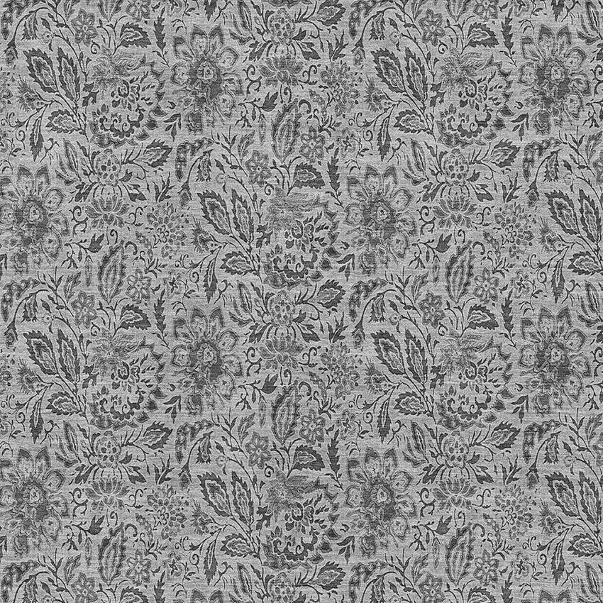 Gray And Silver Floral Washable Area Rug With UV Protection Photo 2