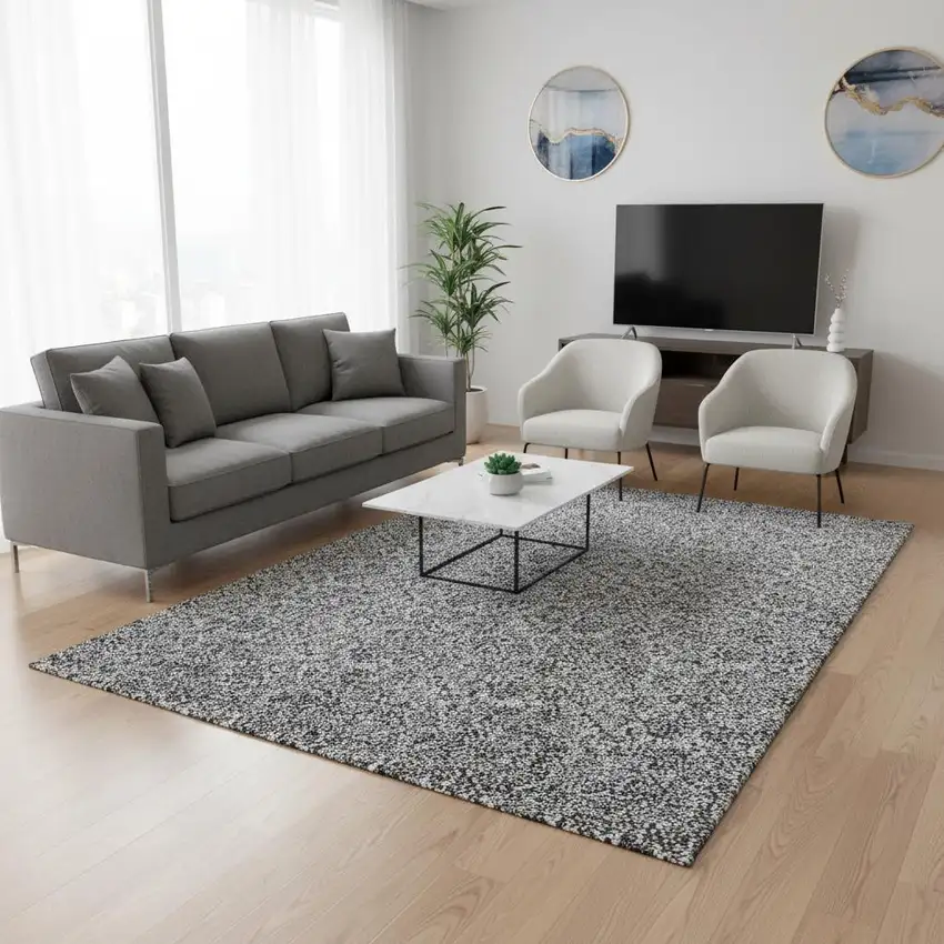 Gray And Silver Floral Washable Area Rug With UV Protection Photo 1