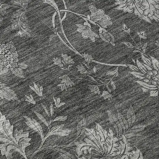 Gray And Silver Floral Washable Area Rug With UV Protection Photo 9