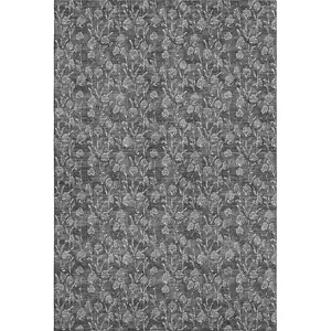 Photo of Gray And Silver Floral Washable Area Rug With UV Protection
