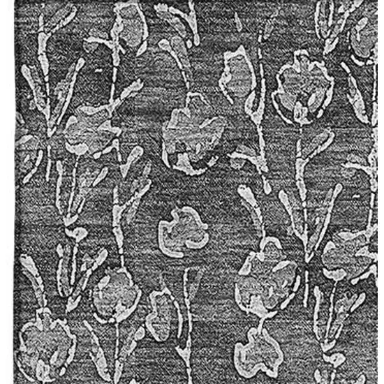 Gray And Silver Floral Washable Area Rug With UV Protection Photo 4