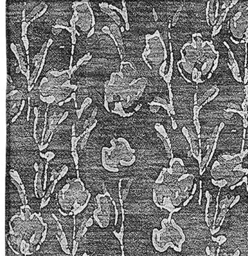 Gray And Silver Floral Washable Area Rug With UV Protection Photo 4