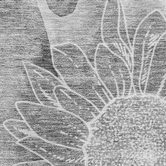 Gray And Silver Floral Washable Area Rug With UV Protection Photo 4