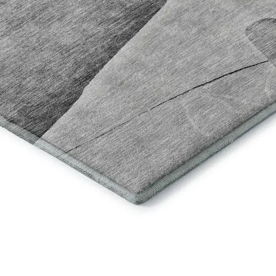 Gray And Silver Floral Washable Area Rug With UV Protection Photo 9