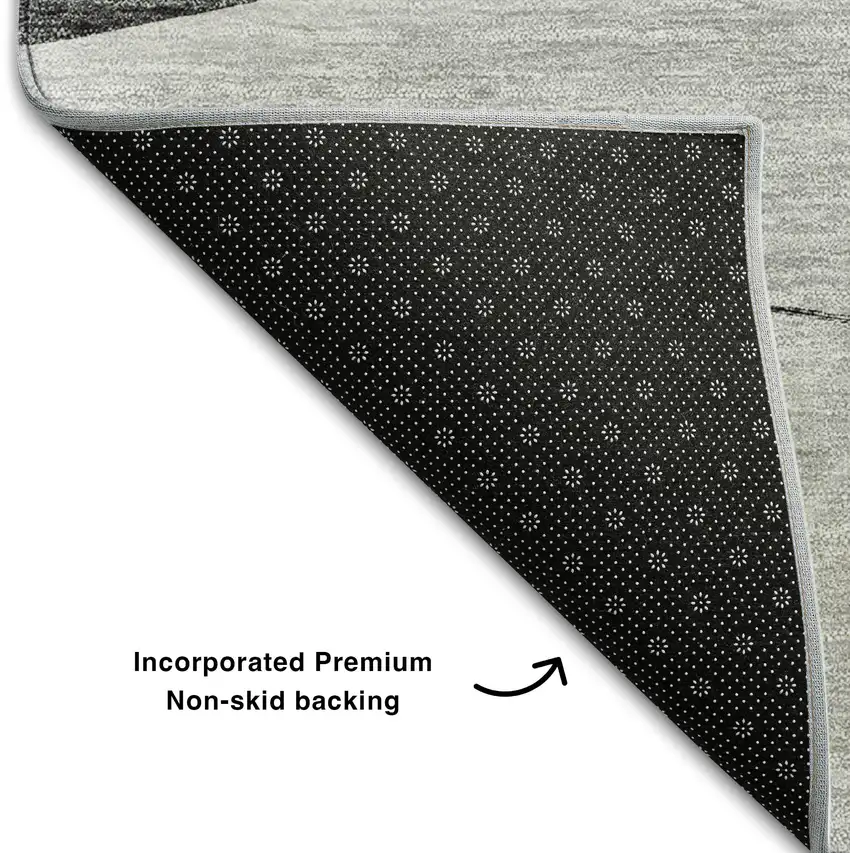 Gray And Silver Floral Washable Area Rug With UV Protection Photo 7