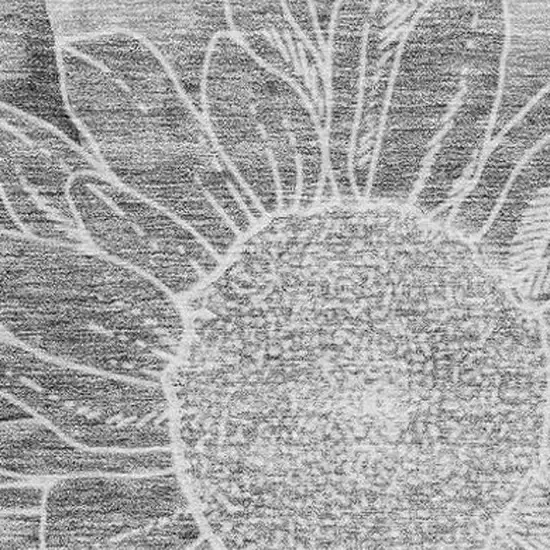 Gray And Silver Floral Washable Area Rug With UV Protection Photo 4