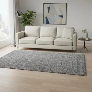 Photo of Gray And Silver Floral Washable Area Rug With UV Protection