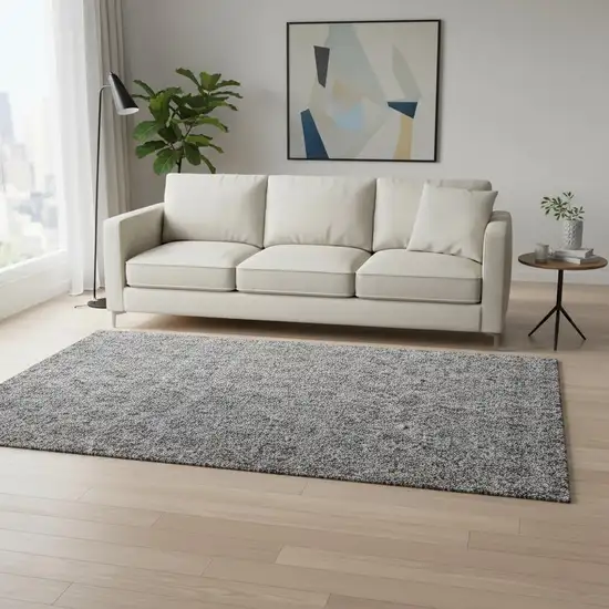 Gray And Silver Floral Washable Area Rug With UV Protection Photo 1