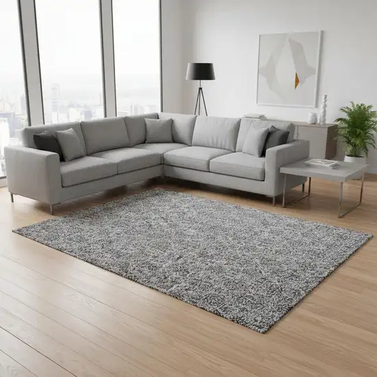 Gray And Silver Floral Washable Area Rug With UV Protection Photo 1