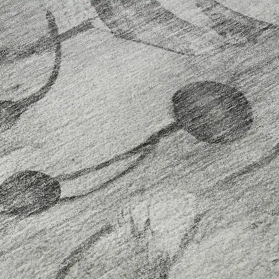 Gray And Silver Floral Washable Area Rug With UV Protection Photo 9