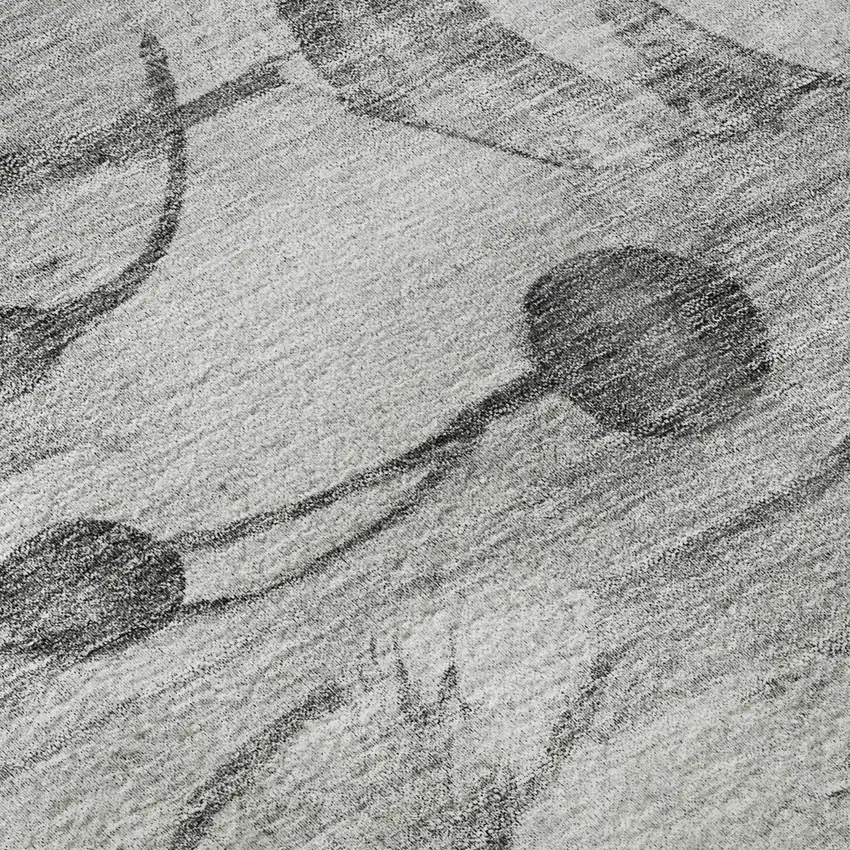 Gray And Silver Floral Washable Area Rug With UV Protection Photo 9