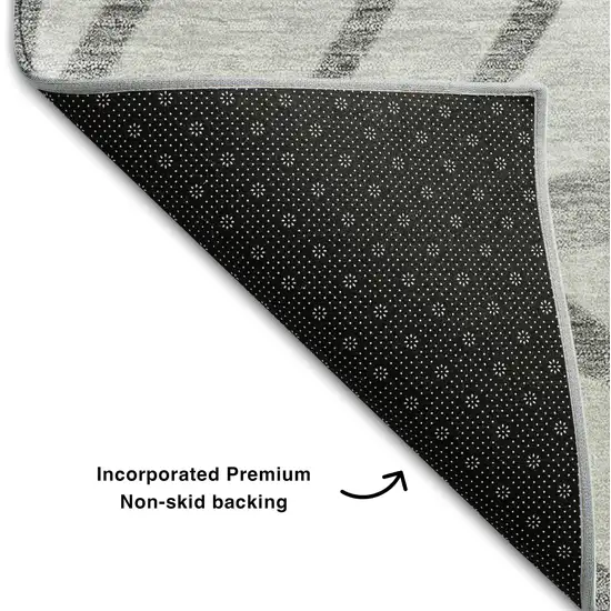 Gray And Silver Floral Washable Area Rug With UV Protection Photo 6