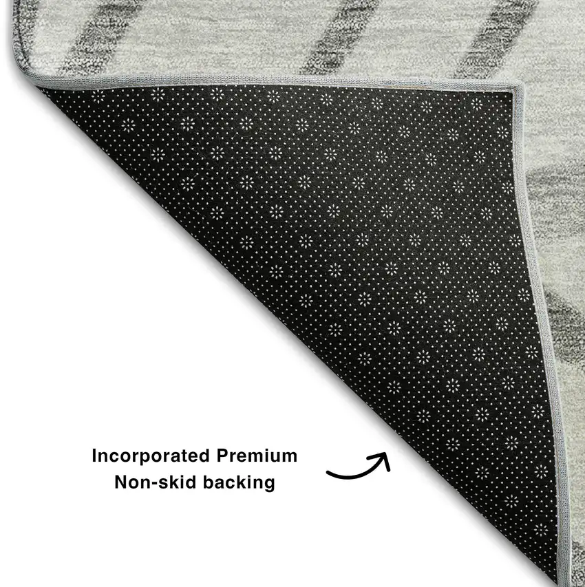 Gray And Silver Floral Washable Area Rug With UV Protection Photo 6