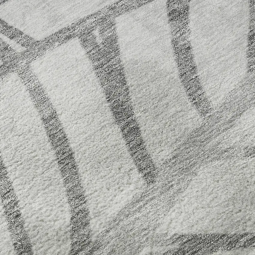 Gray And Silver Floral Washable Area Rug With UV Protection Photo 9